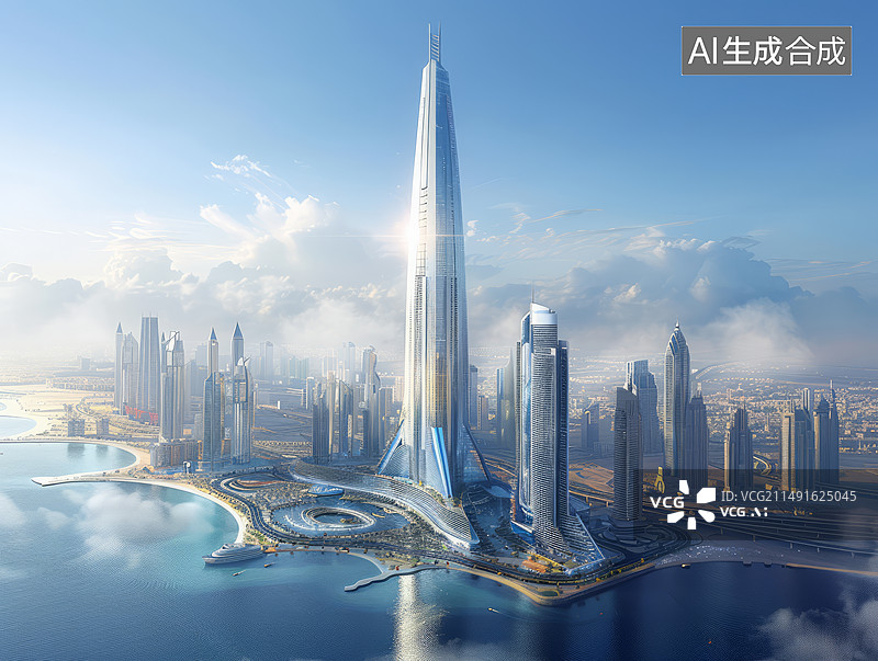 【AI数字艺术】未来城市高科技摩天大楼图片素材