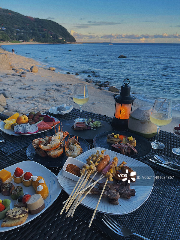 海边的美食烧烤自助图片素材