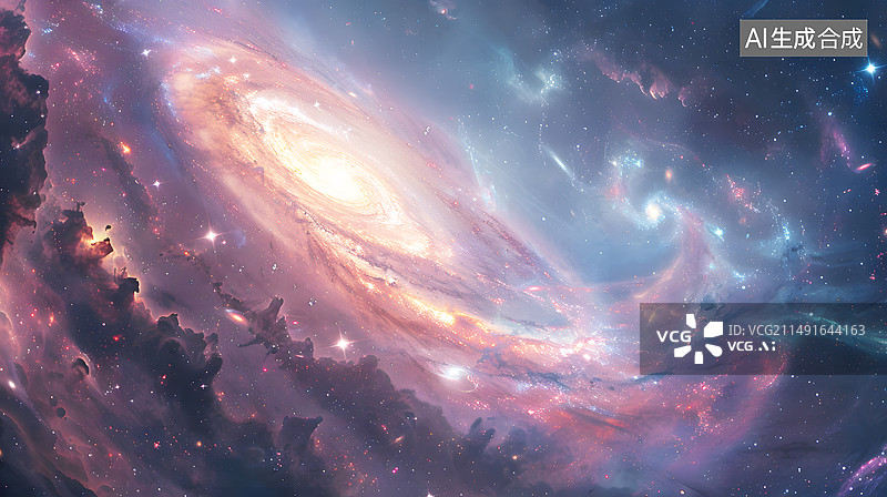 【AI数字艺术】AIGC:银河系星云，螺旋星系，抽象外太空背景 插图插画图片素材