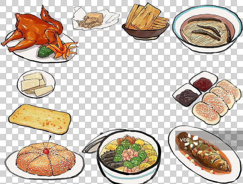 水墨风徽菜合肥美食插画图片素材