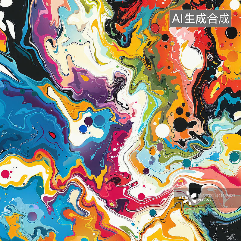 【AI数字艺术】五彩缤纷的抽象画充满活力的漩涡和飞溅图片素材