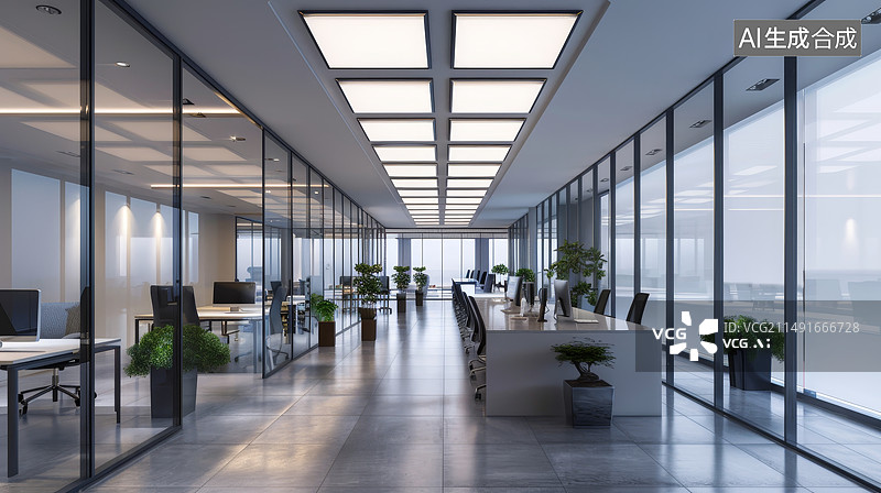 【AI数字艺术】宽敞整洁干净的办公室图片素材