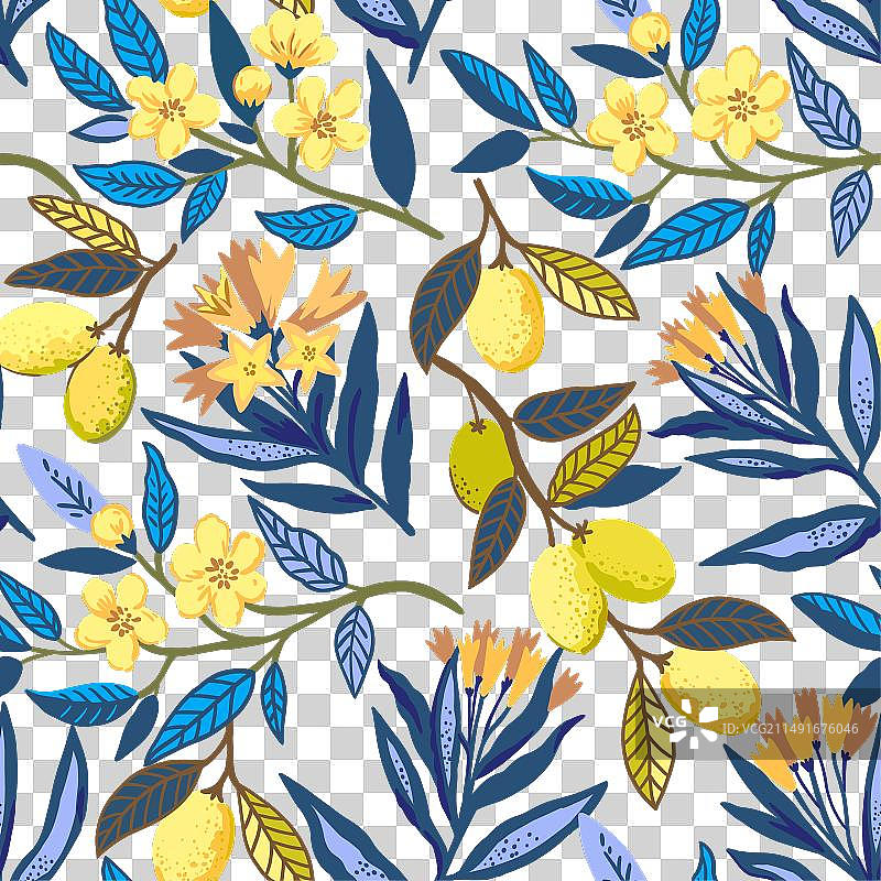 风格化热带植物无缝图案图片素材