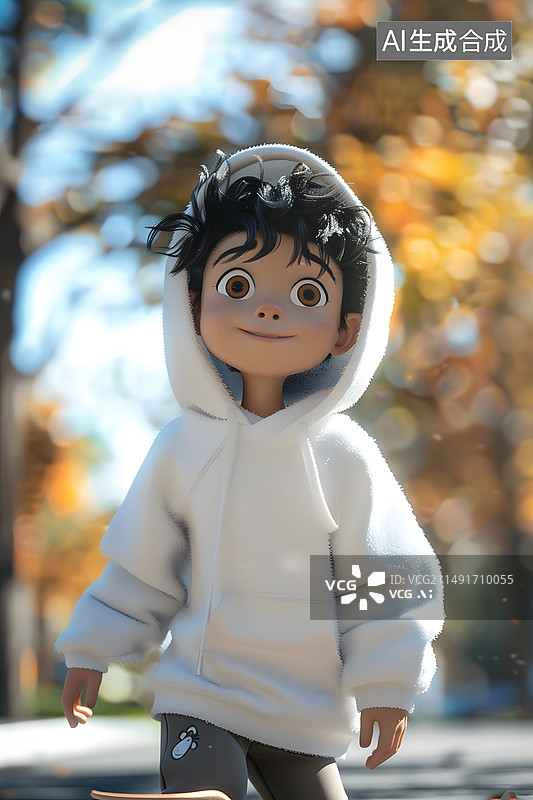 【AI数字艺术】亚洲青年3D插画人物图片素材