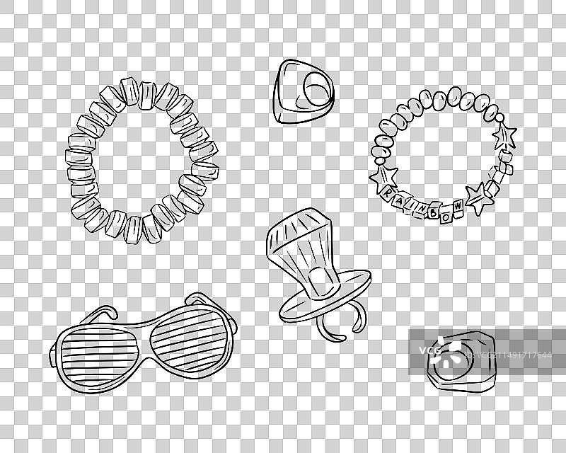 90年代配饰黑色速写图图片素材