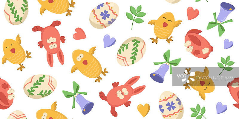复活节彩蛋小兔子无缝banner图片素材