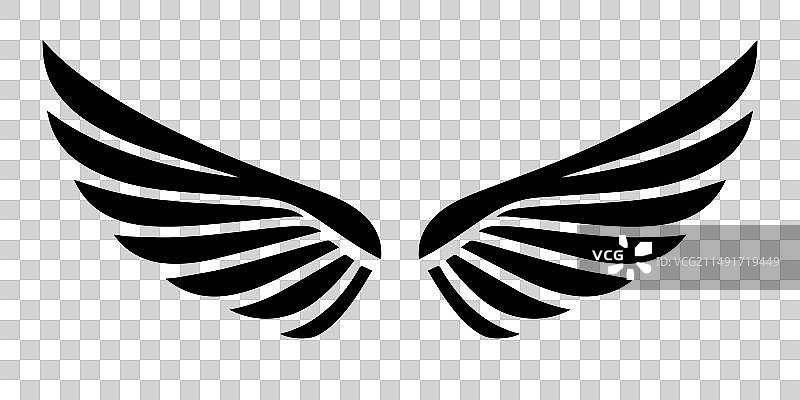 翅膀图标翅膀符号黑色翅膀图标图片素材