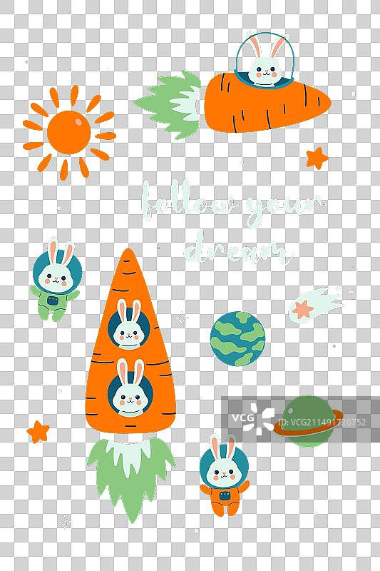 带胡萝卜飞船空间的明信片或海报图片素材