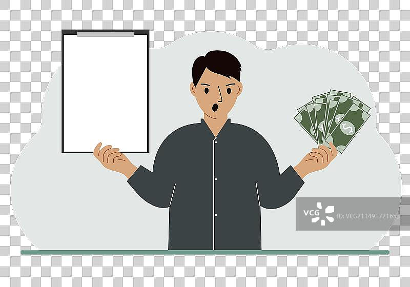 男人一手拿着大量纸币图片素材