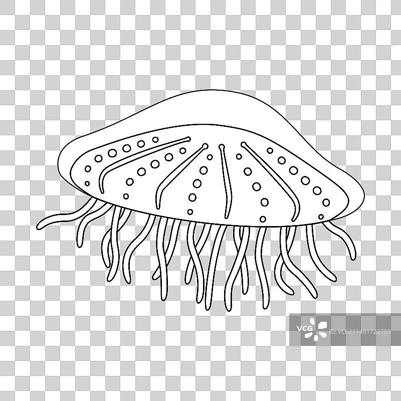 水母黑白轮廓艺术图片素材