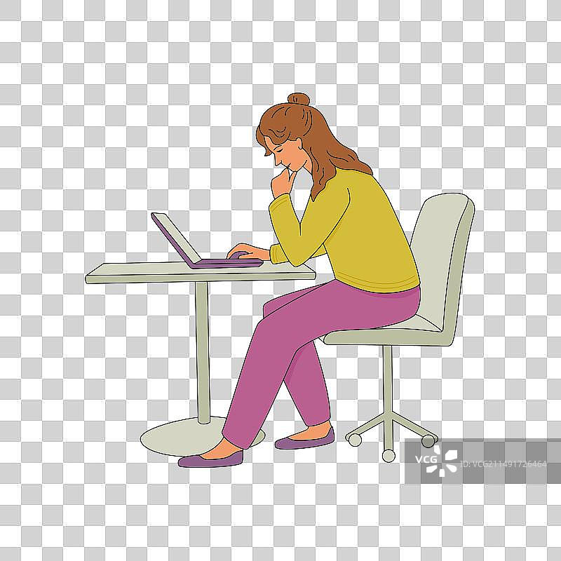 女人用笔记本电脑工作图片素材