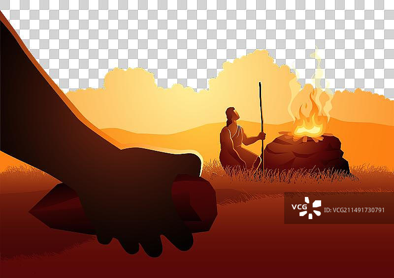 圣经剪影：该隐与亚伯特写图片素材