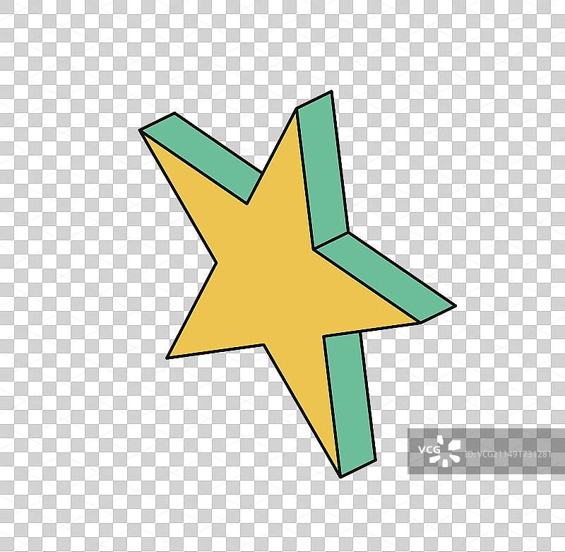 黄绿色星星2.5D图标圣徒象征图片素材