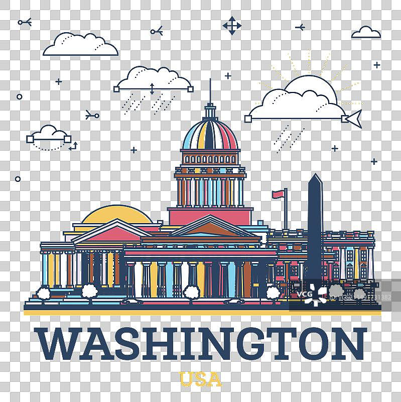 华盛顿哥伦比亚特区城市天际线轮廓图片素材