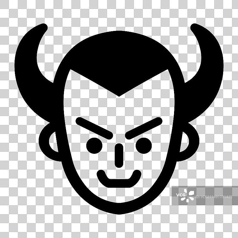 白色背景上的黑色恶魔图标图片素材