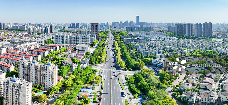 航拍昆山南北主干道长江路图片素材