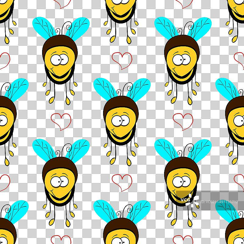 卡通蜜蜂与蜂巢无缝图案图片素材