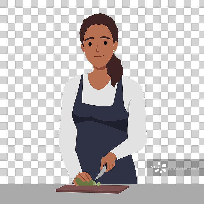 女人在厨房烹饪自制餐点图片素材