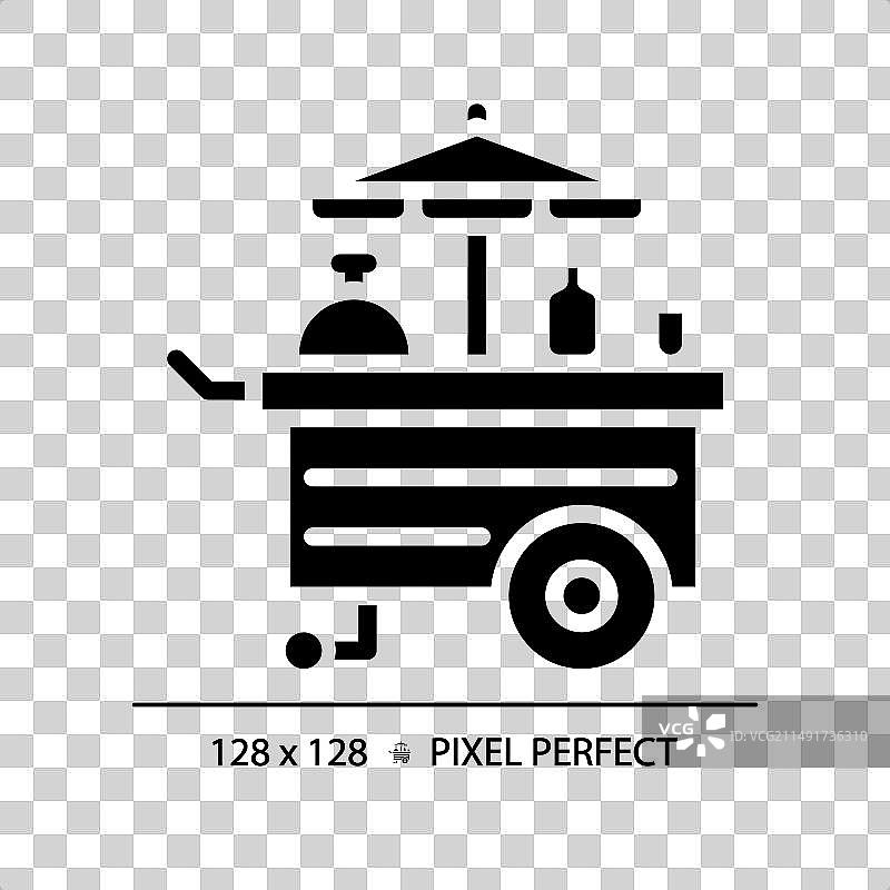食物车游乐像素完美黑色字形图标图片素材