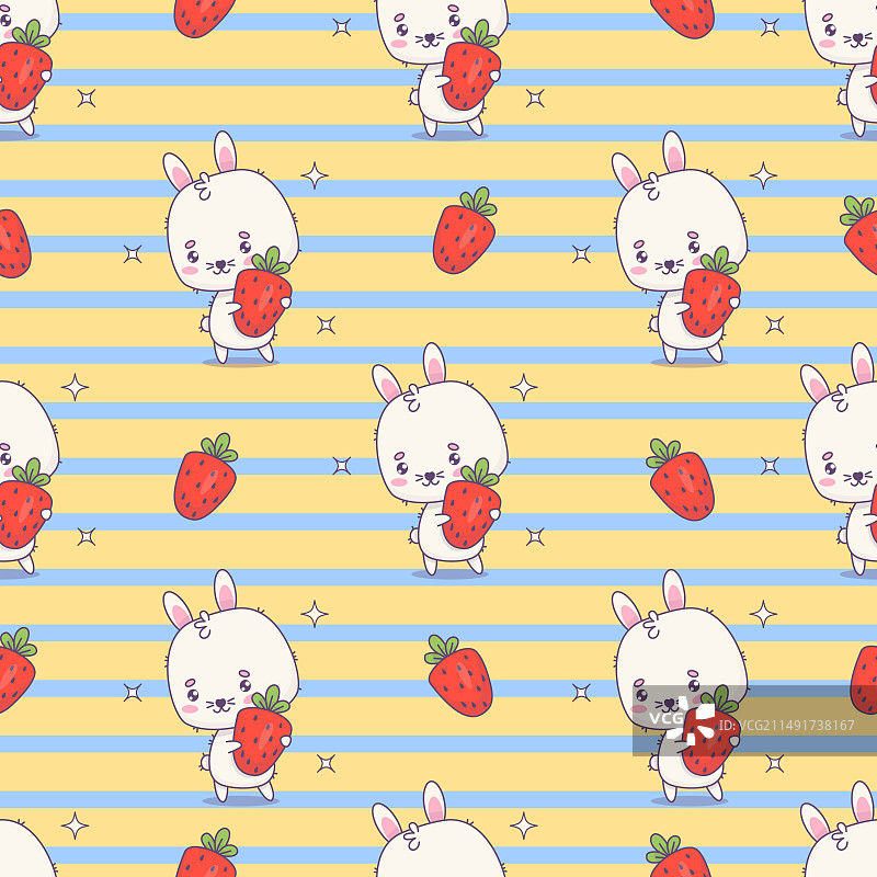 草莓兔子无缝图案图片素材