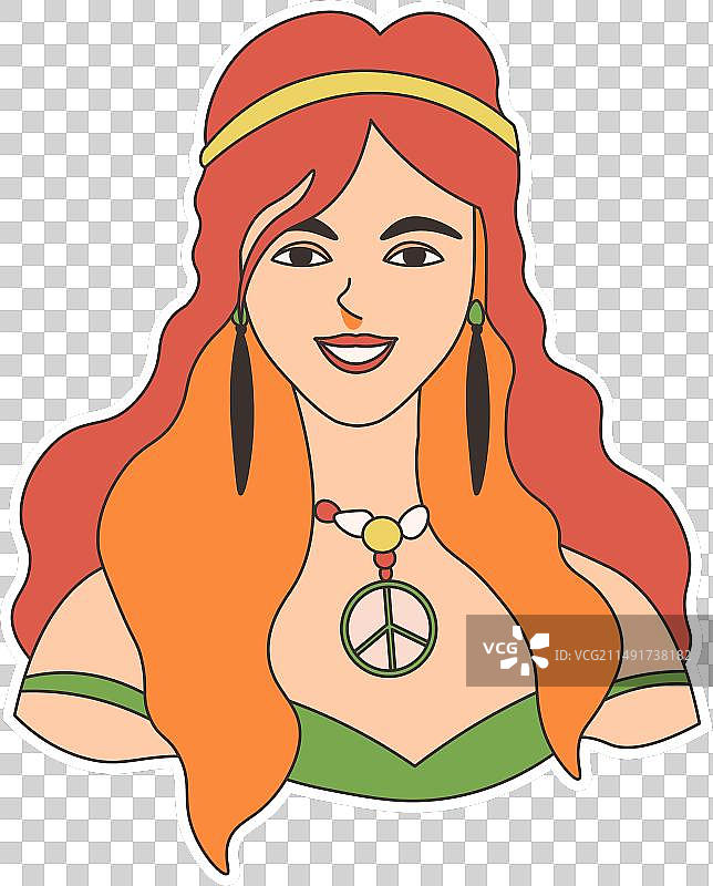 复古红发嬉皮士女孩图片素材