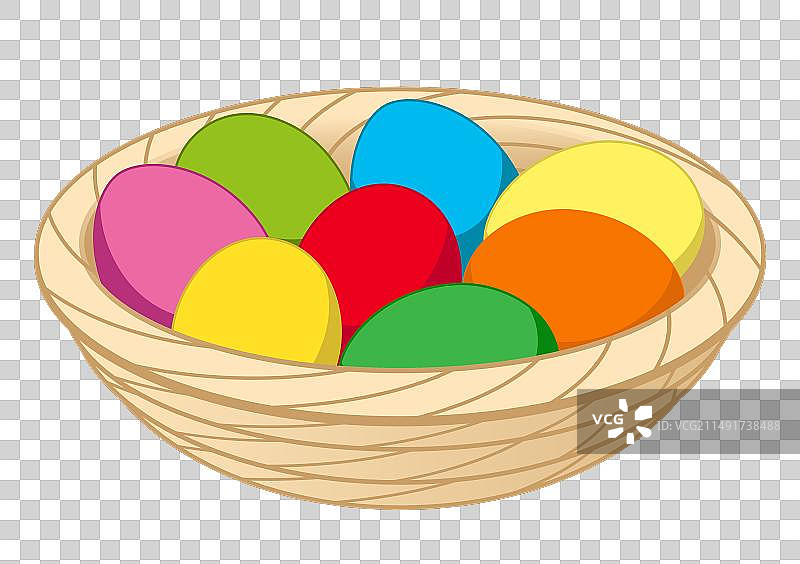 柳条篮里的彩色复活节彩蛋图片素材