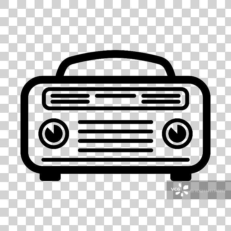 白色背景上的黑色收音机图标图片素材