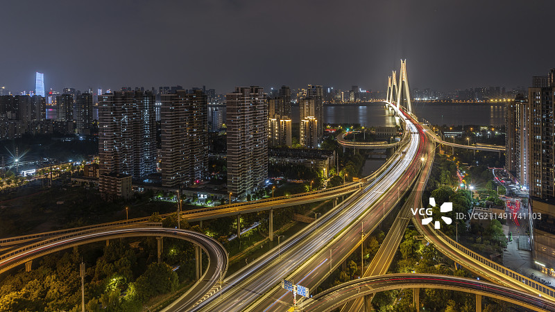 武汉二七长江大桥夜景图片素材