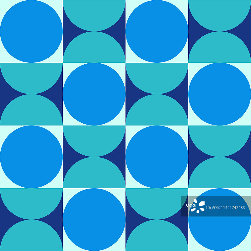 中世纪蓝色半圆无缝图案图片素材