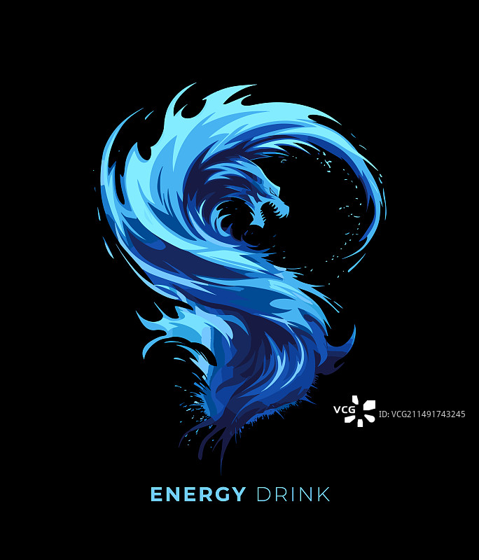 带有龙标志的能量饮料水花图片素材