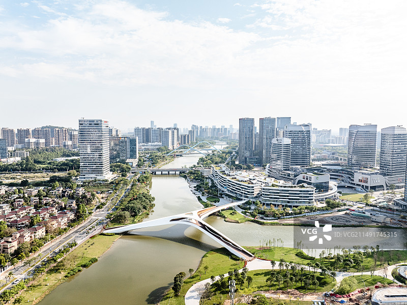 中国广东省广州市南沙区蕉门河聚星桥图片素材