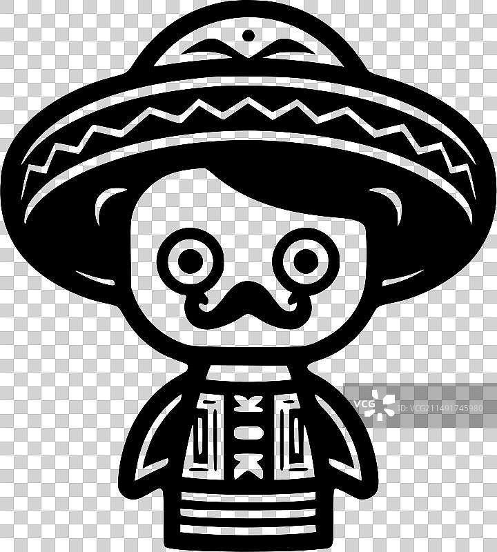 墨西哥黑白隔离图标图片素材