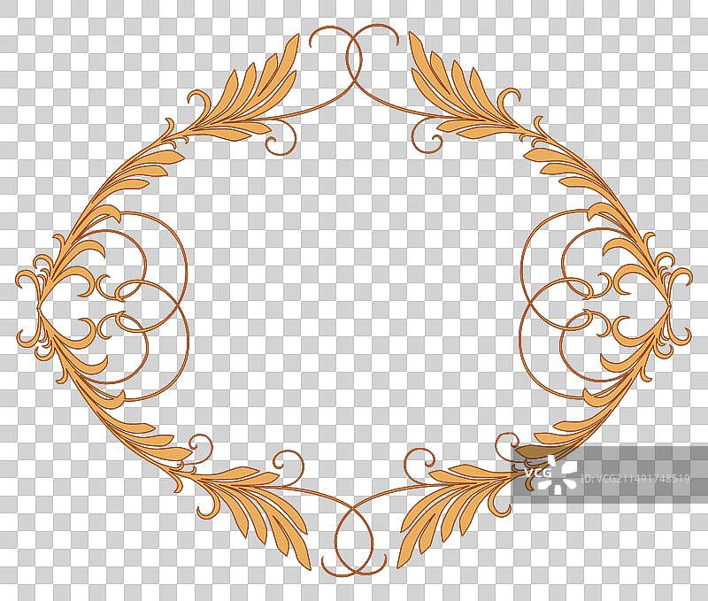 椭圆形装饰花卉复古树叶框架图片素材