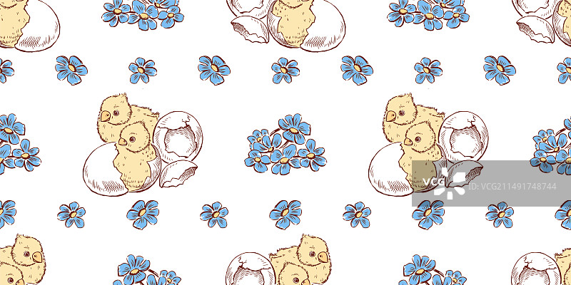 新生复活节雏鸟无缝图案图片素材