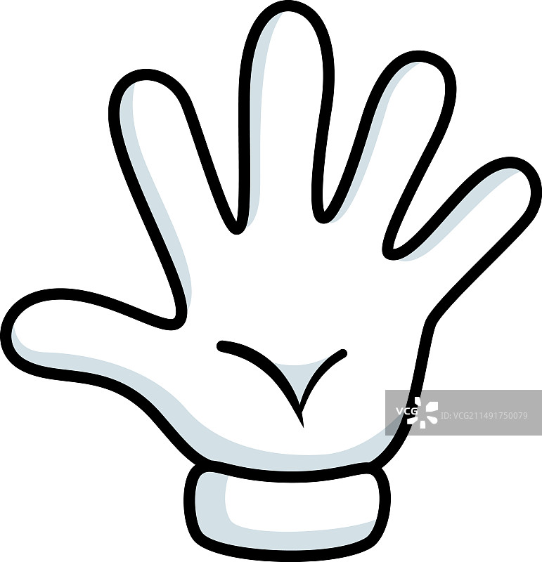 复古漫画风的五指白色手套图片素材