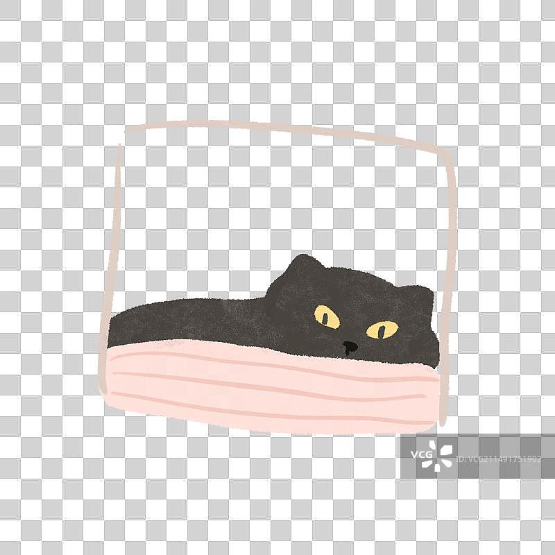 黑猫便签框插画元素图片素材
