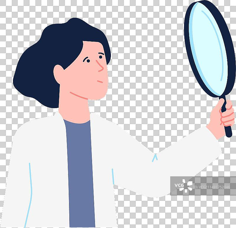 在实验室里使用放大镜的女科学家图片素材