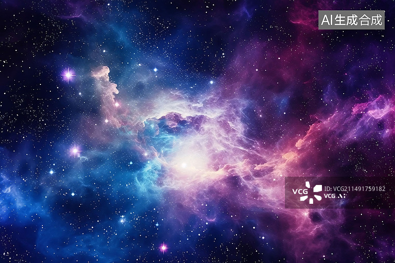 【AI数字艺术】外太空美丽宇宙的3D渲染，宇宙银河系科幻太空背景图片素材
