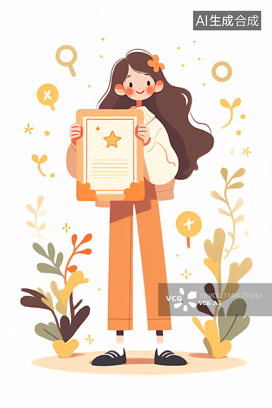 【AI数字艺术】毕业生拿到录取通知书场景插图，高考毕业季教育学习插画毕业生拿到录取通知书场景插图，高考毕业季教育学习图片素材