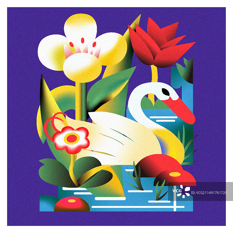 同捉天鹅插画图片素材