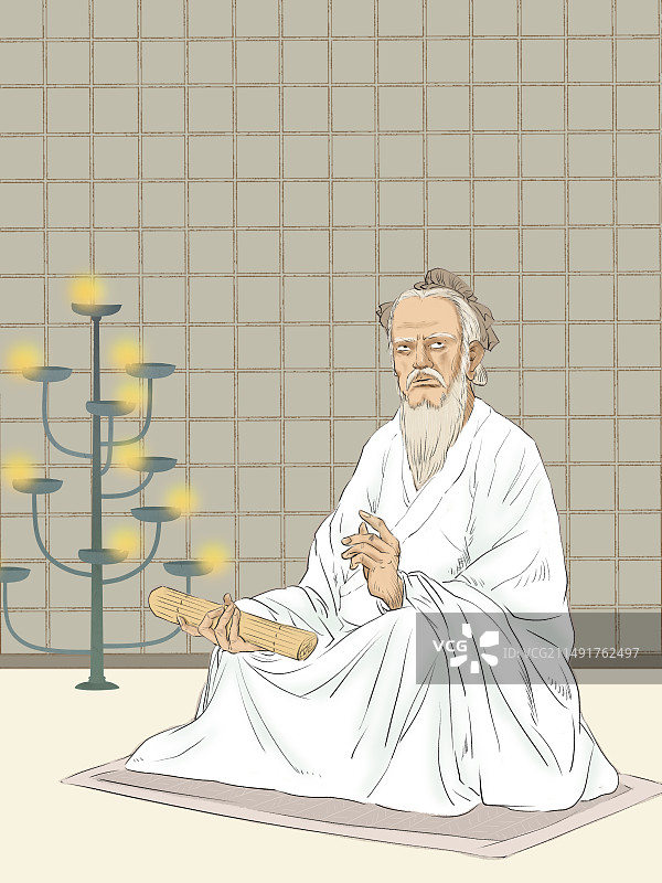 孔子教学古代历史私塾传授知识的场景图片素材