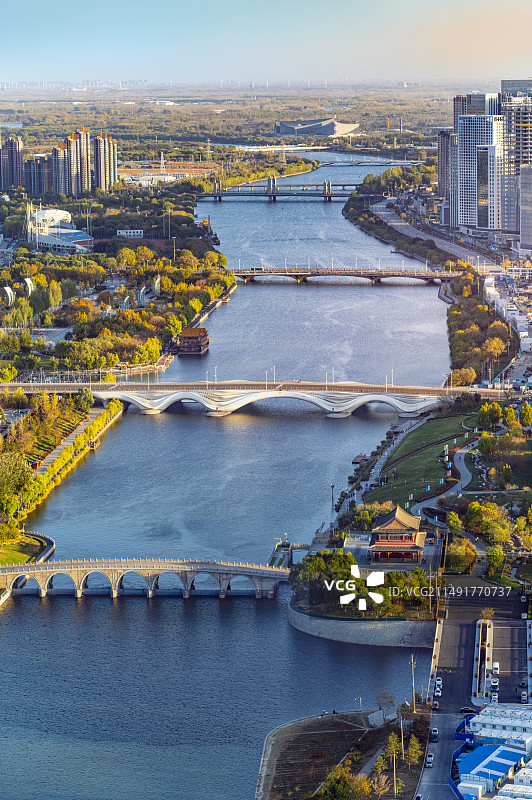 北京通州北运河千荷泻露桥大运河城市风光图片素材
