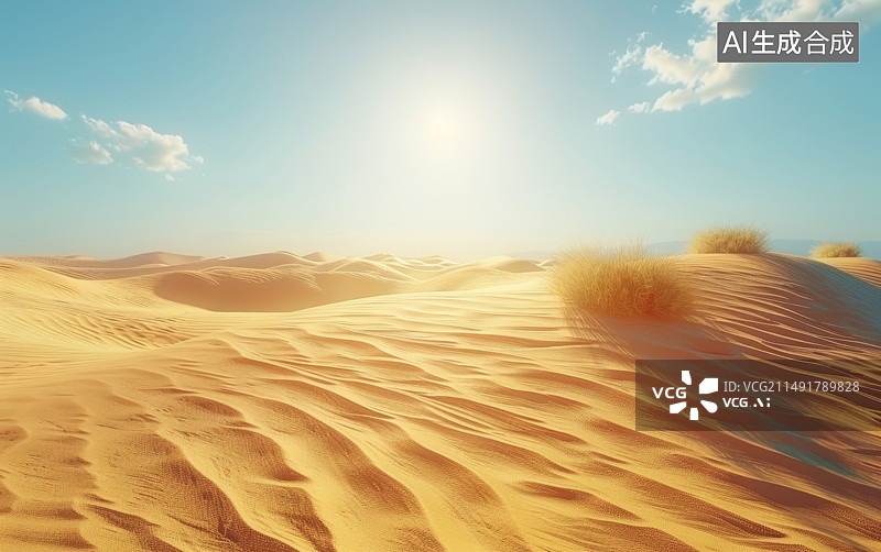 【AI数字艺术】金色沙漠地形日落风景背景图片素材
