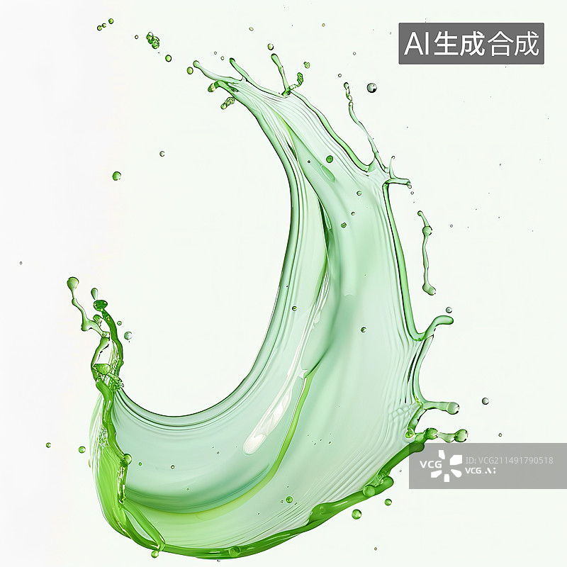 【AI数字艺术】白色背景下彩色液体飞溅的特写镜头图片素材