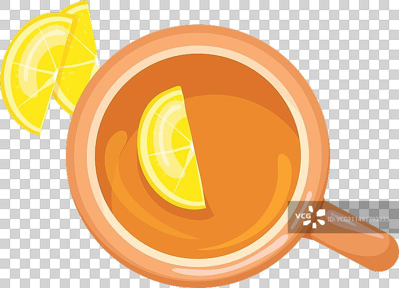 卡通风格柠檬热茶杯图标俯视图图片素材