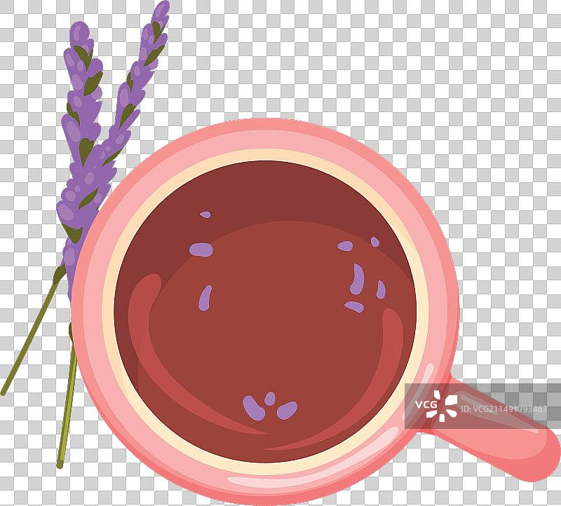 薰衣草茶杯卡通图标俯视图图片素材