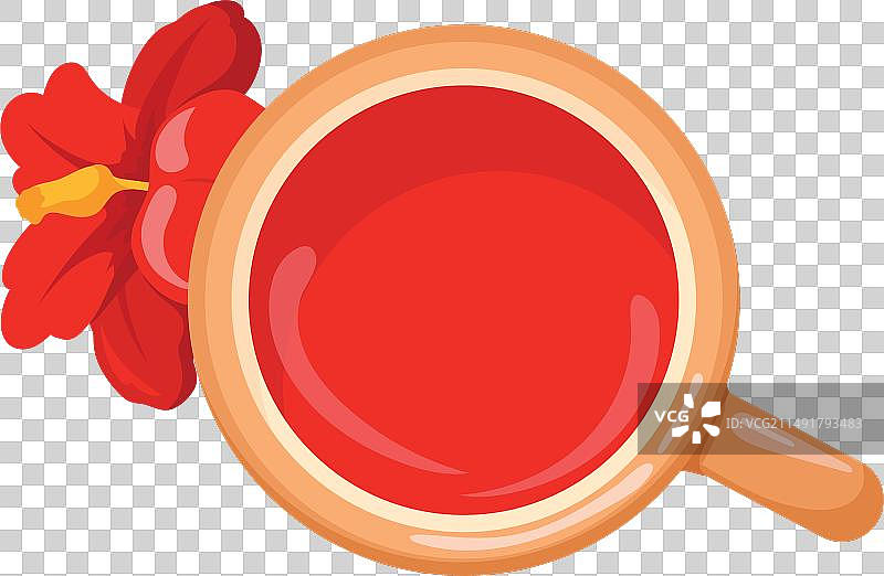 俯视红花芙蓉花茶杯图片素材