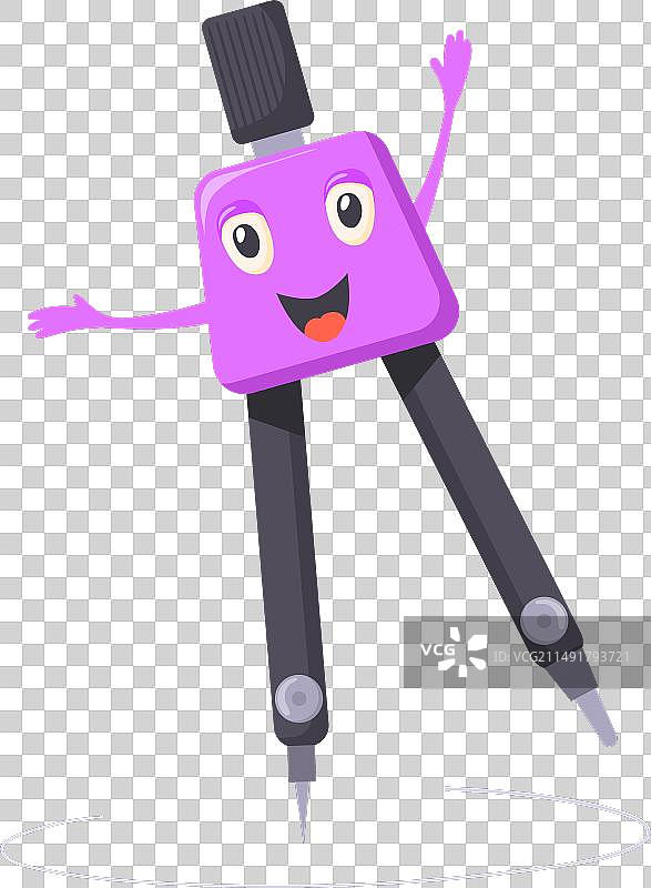 有趣的卡通几何数学指南针角色图片素材