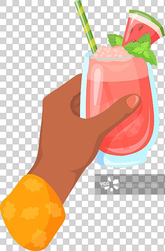 人手中的夏季酒精饮料西瓜图片素材