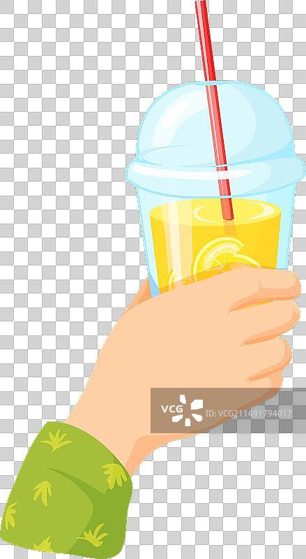 手持塑料杯装柠檬水图片素材